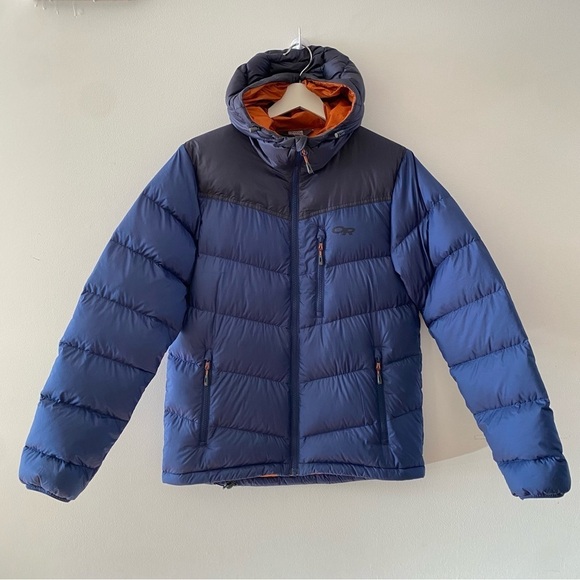 OUTDOOR RESEARCH Men's Transcendent Down Hoody Jacket Blue Size Small - Picture 1 of 13